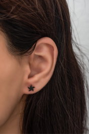 Heliophilia Silver Pendientes de Plata de Ley 925 Negros Stud